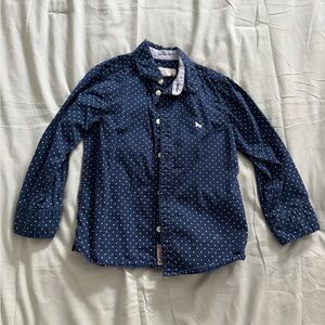 Kids Navy Polka Dot Button Down Shirt 3-4Y